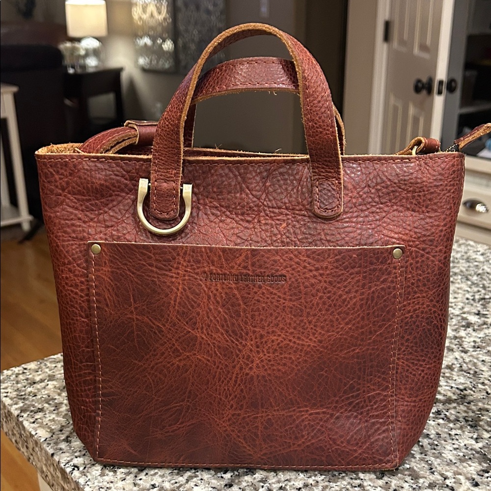 PORTLAND LEATHER | Brown Mini Crossbody Tote in Cinnamon Bear or Nutmeg 🤎❤️